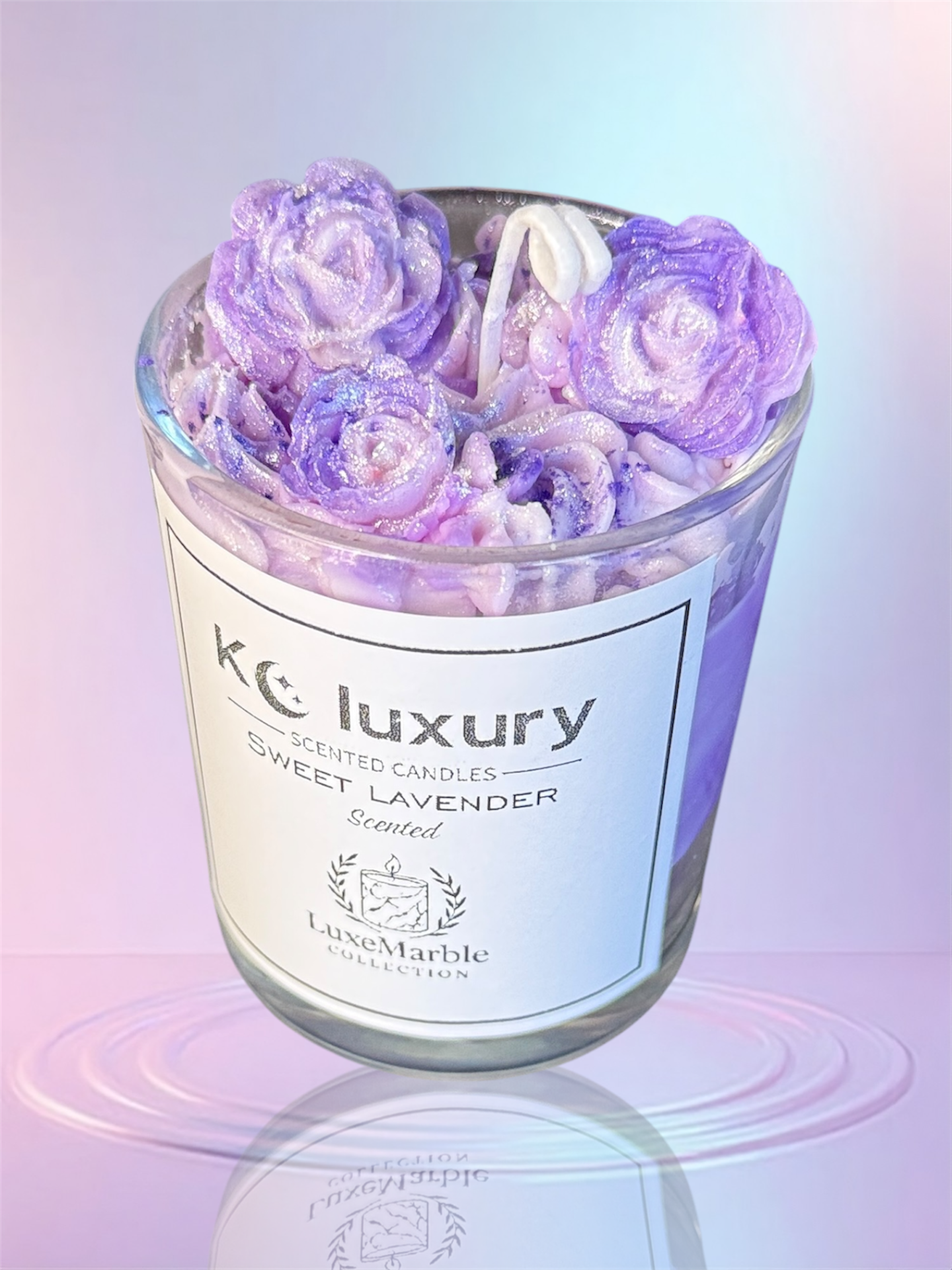 Vela de pastel de mármol KC Luxe: cera de soja artesanal con un exquisito acabado marmóreo y elegancia esmerilada