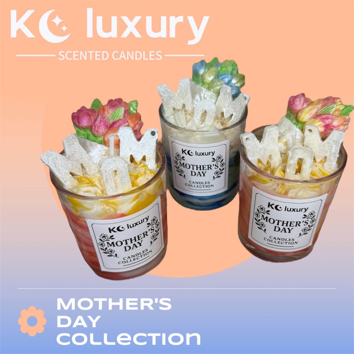 Mother’s Day luxury scented candle collection, ideal gift with handcrafted soy and premium fragrances.