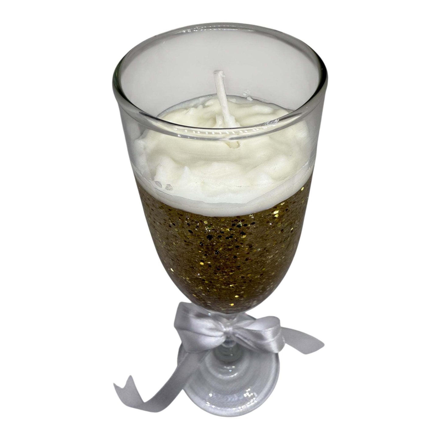 Customizable scented sparkle candle, Bubble Luxe Glow, elegant design in a glittery glass.