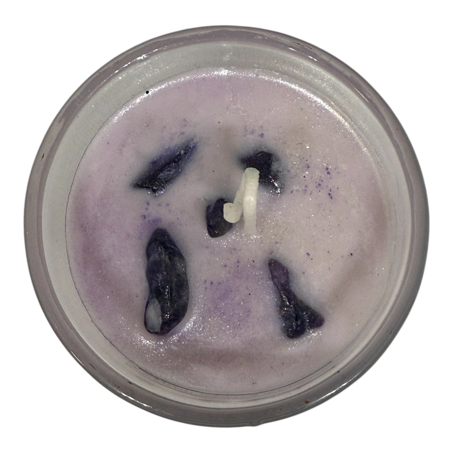 Violet Dream Candle with amethyst crystal, QuartzLuxe Collection.