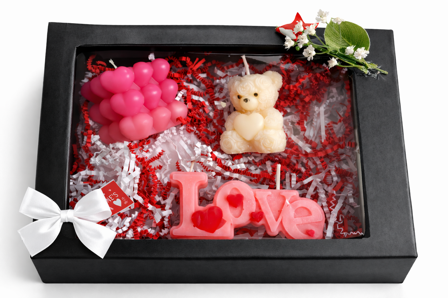 Valentine’s Day Candle Gift Set – Handmade Love Candles with Teddy Bear