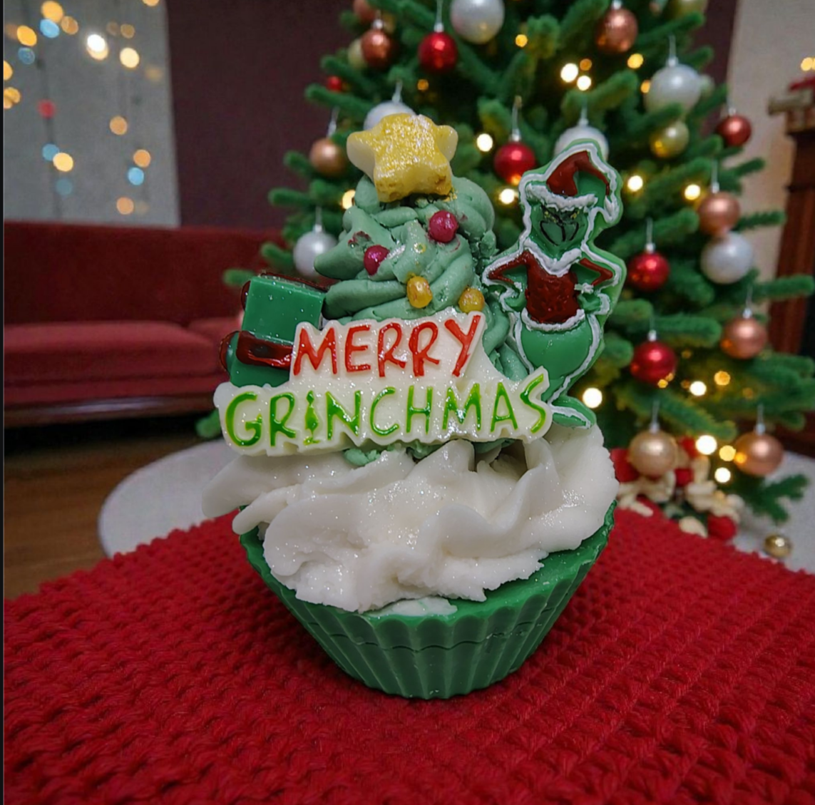 Grinchmas Cupcake Melt -Holiday Grinch Wax Melt Cupcake | Handcrafted Christmas Wax Melts