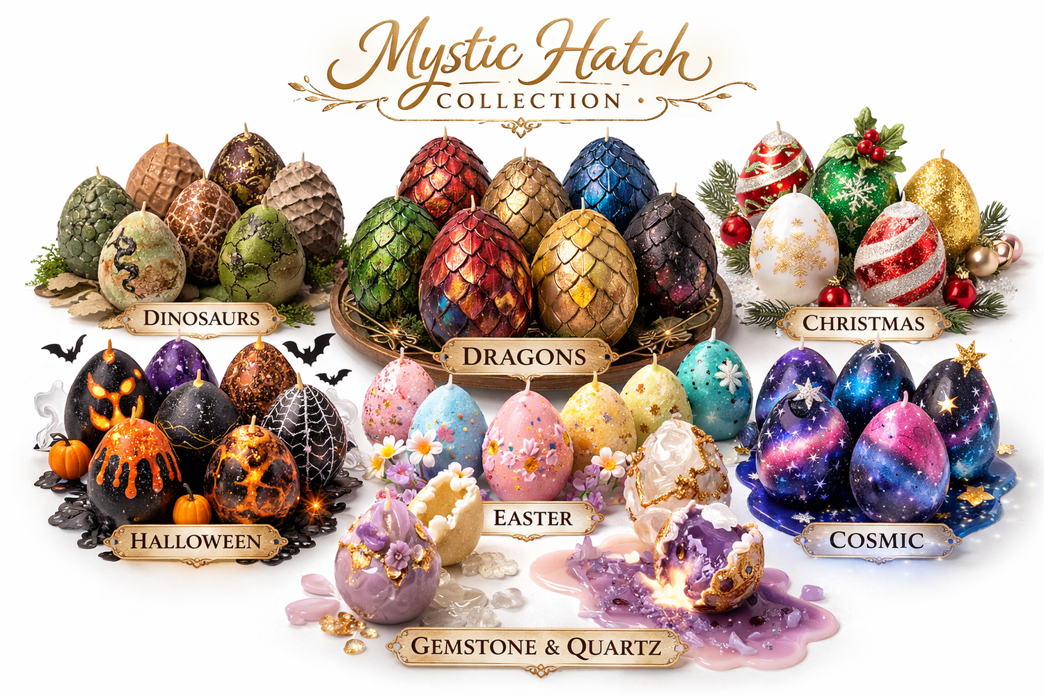 Mystic Hatch Collection – Magical Handcrafted Egg Candles 🐣✨