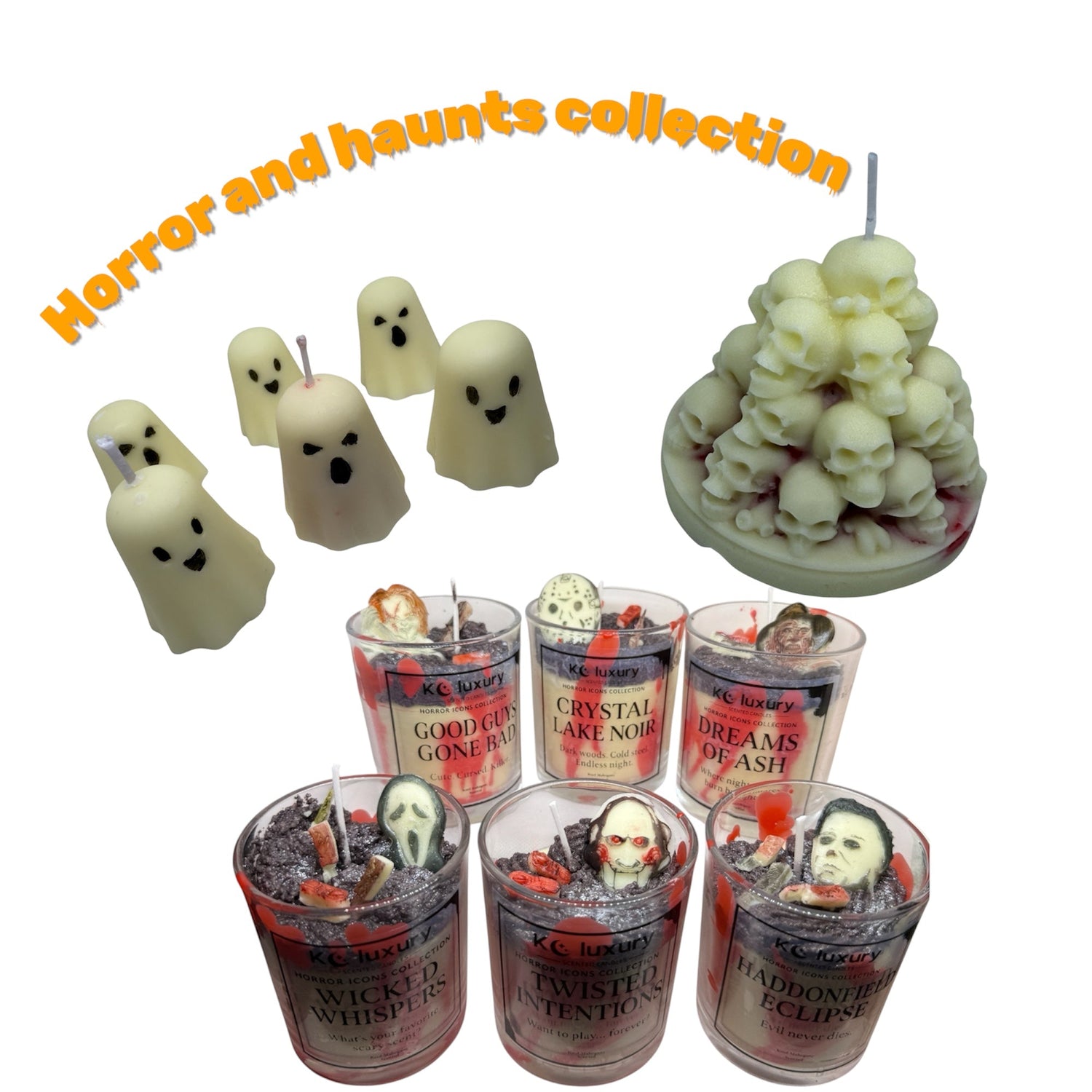 Horror & Haunts Collection – Halloween Candles, Horror Icons, ghost & Bleeding Skull Candles