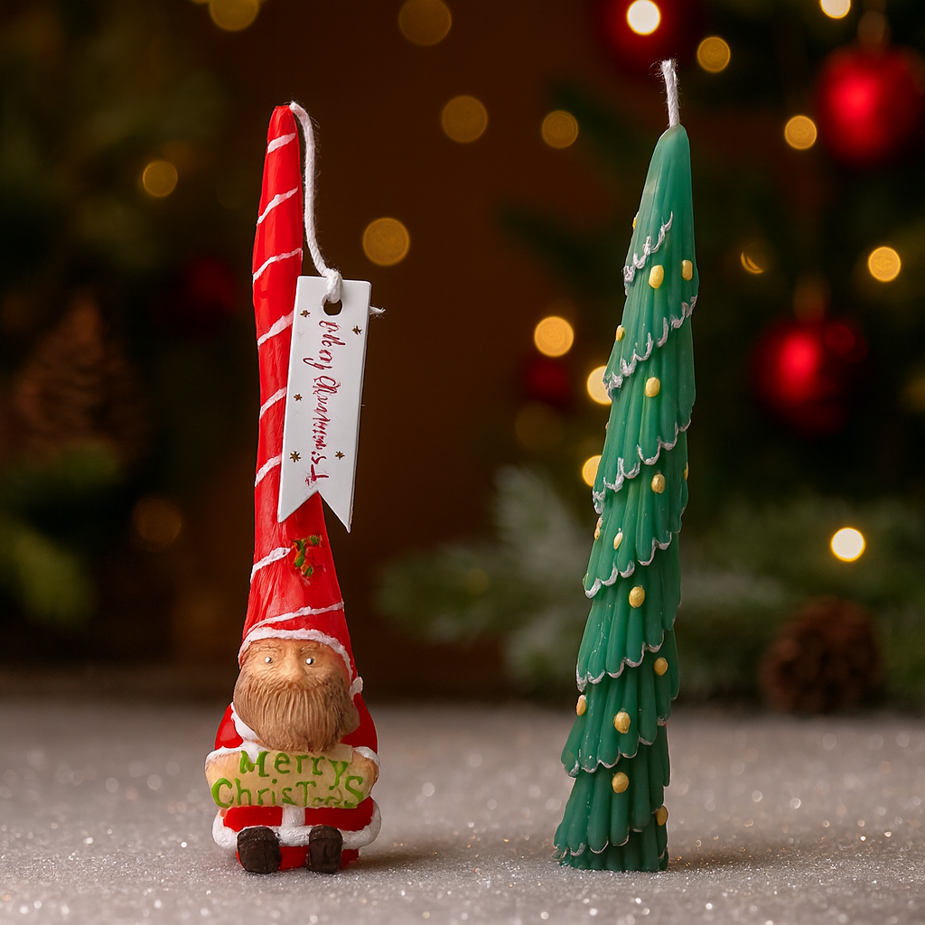 I’ll Be Gnome for Christmas – Hand-Poured & Hand-Painted Pillar Candle Sticks