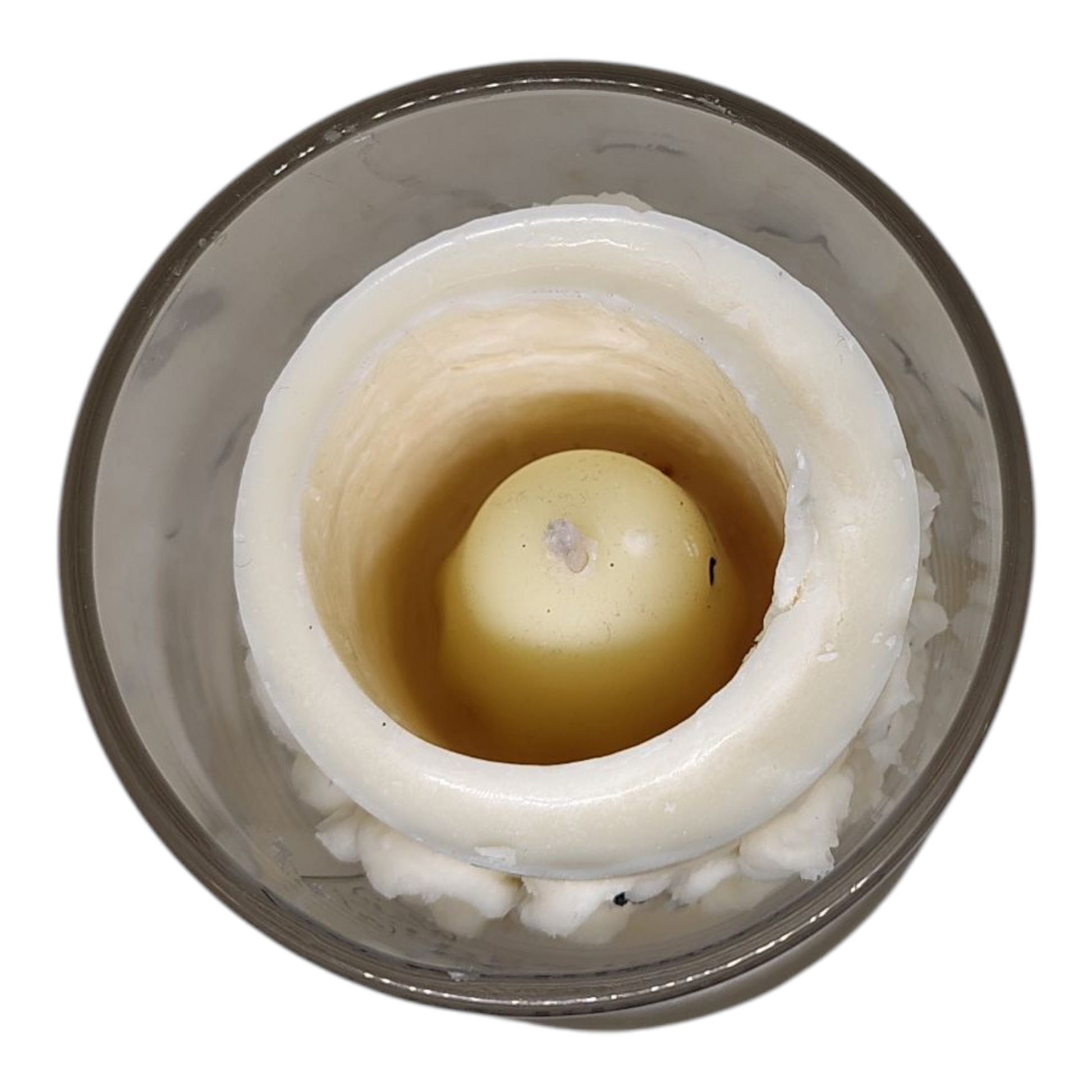 Top view of Ghost Swirl Candle by KC Luxury Scented Candles showing inner swirl and hidden ghost shape.