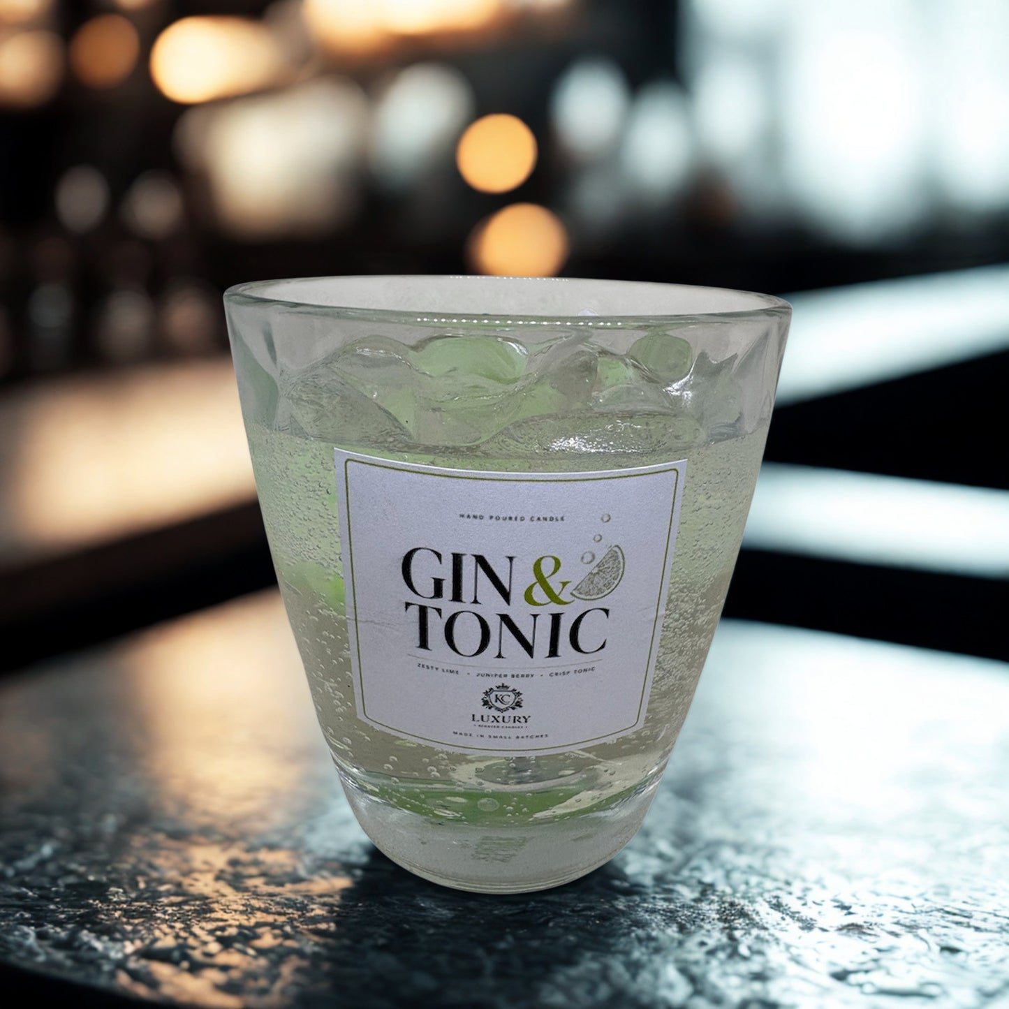 Gin & Tonic CandleJelly Wax Cocktail Candle – Lime & Juniper Scent – Luxury Hand-Poured Gel Candle – Unique Bar Inspired Gift