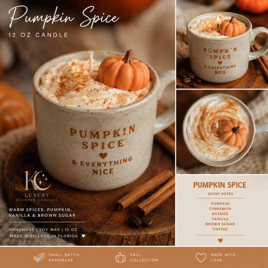 Pumpkin Spice Latte Candle – 12 oz Handmade Soy Fall Candle