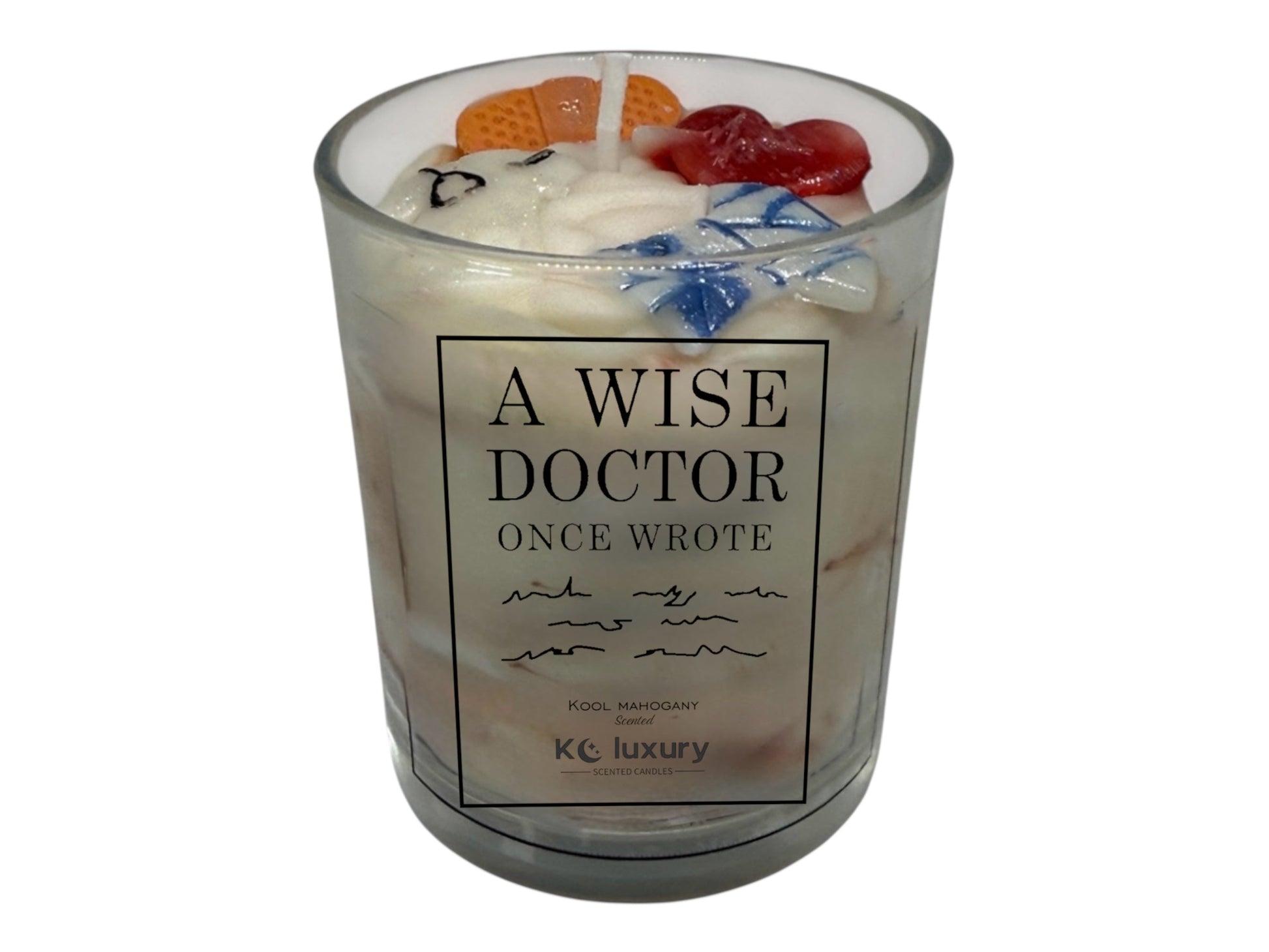 Handcrafted Doctor's Orders Candle for medical professional gifts, soy wax with signature fragrance.