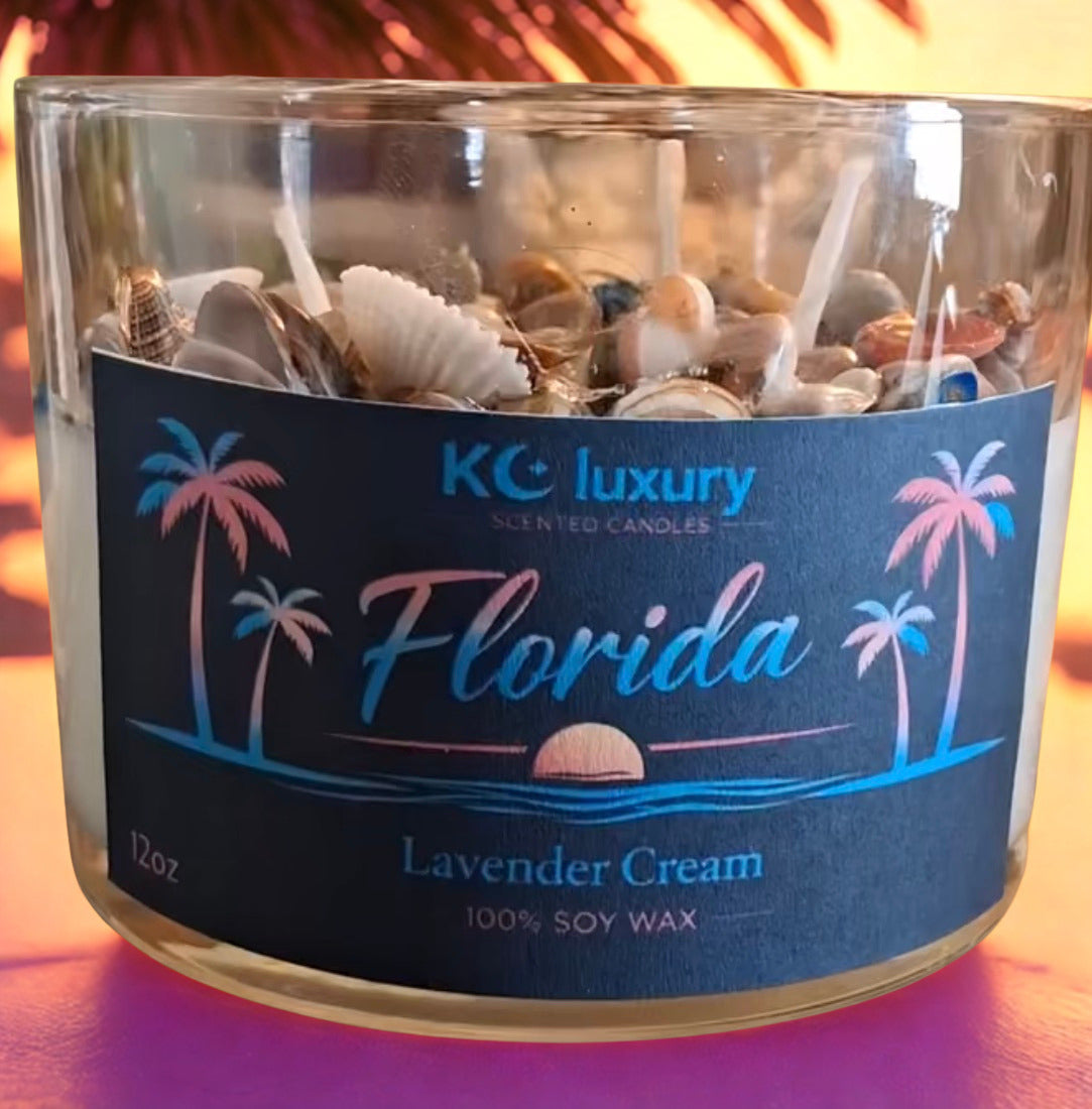 Florida Coastal Shell Candle | Custom Scent Luxury Soy Candle | Florida Inspired Candle | 7oz & 12oz