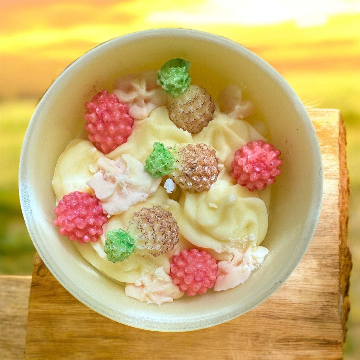 Vela de cera de soja Tropical Bliss – Postre de piña y frambuesa KC