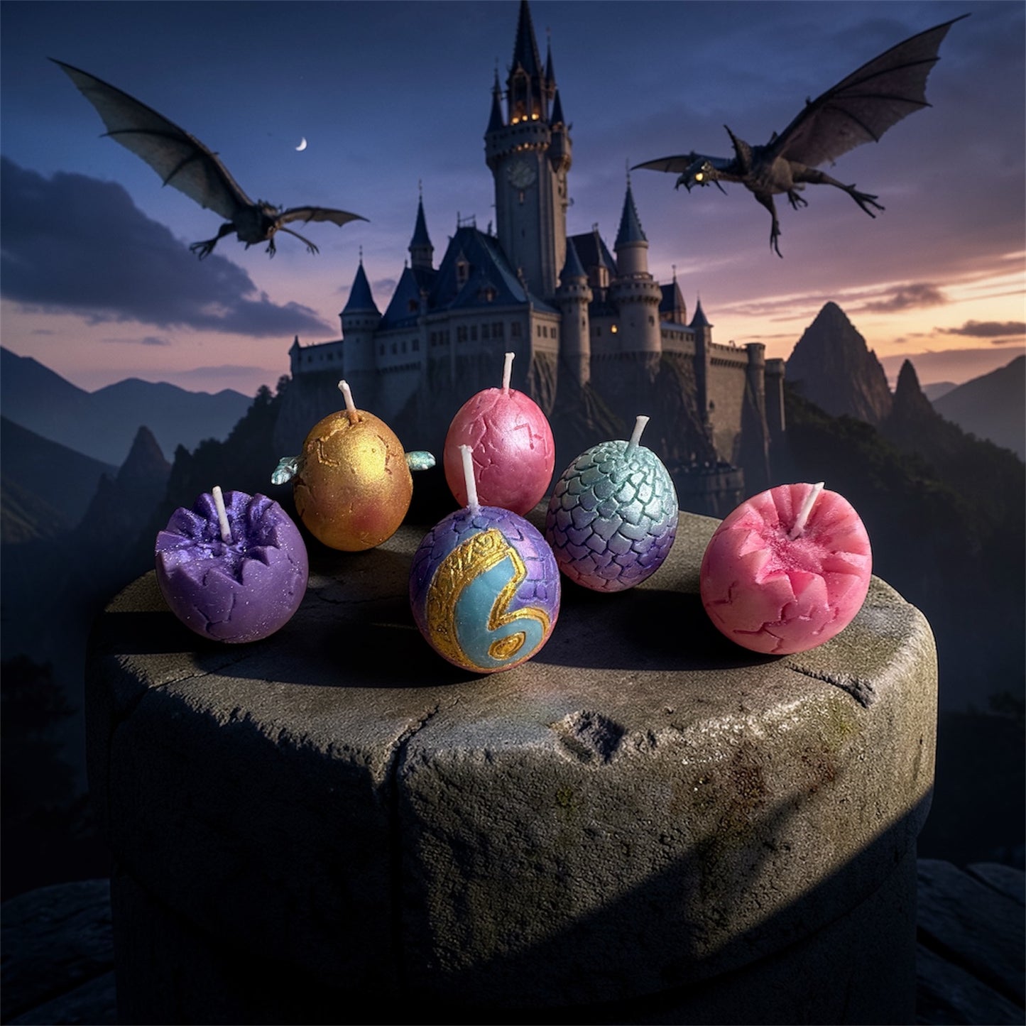 🐉 Magic Hatch Dragon Egg Candle Set – 6-Pack ✨