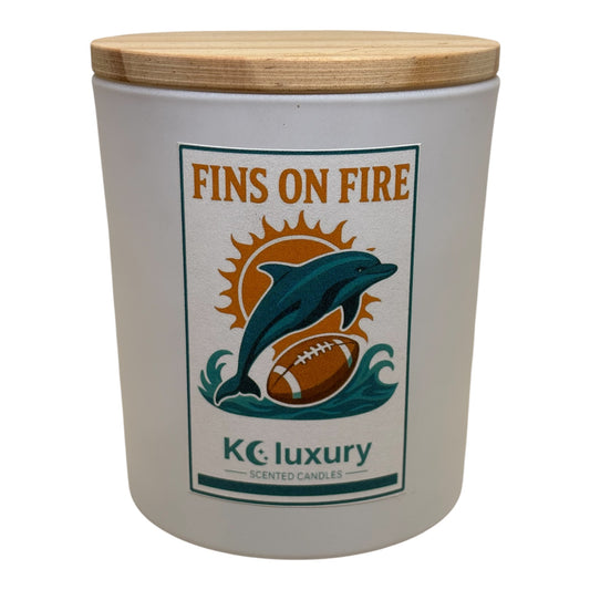 Fins On Fire Candle – Game Day Football Scented Candle | KC Luxury Candles