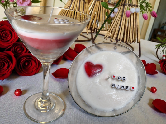 Custom Love Message Martini Candle – Valentine’s Day Gift with Heart Wax