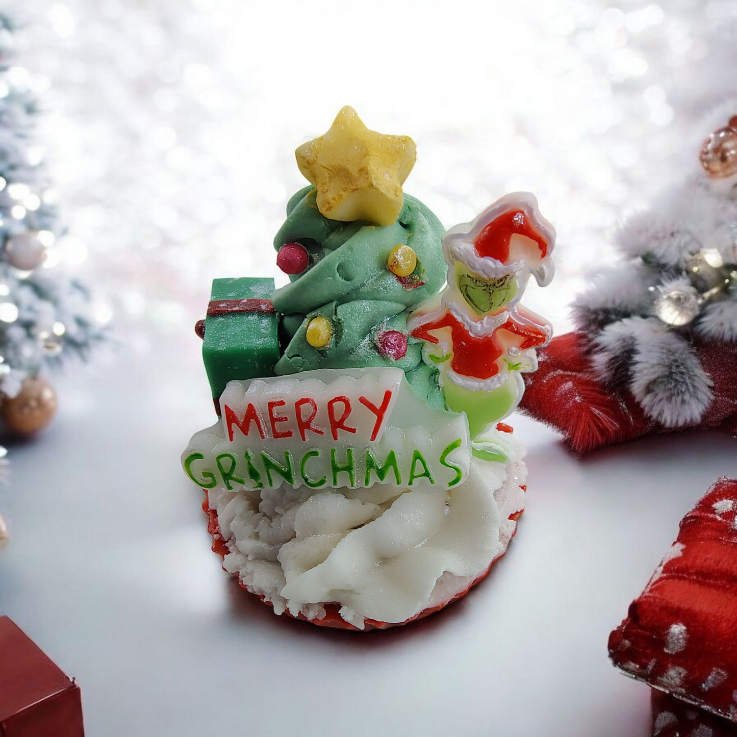 Grinchmas Cupcake Melt -Holiday Grinch Wax Melt Cupcake | Handcrafted Christmas Wax Melts