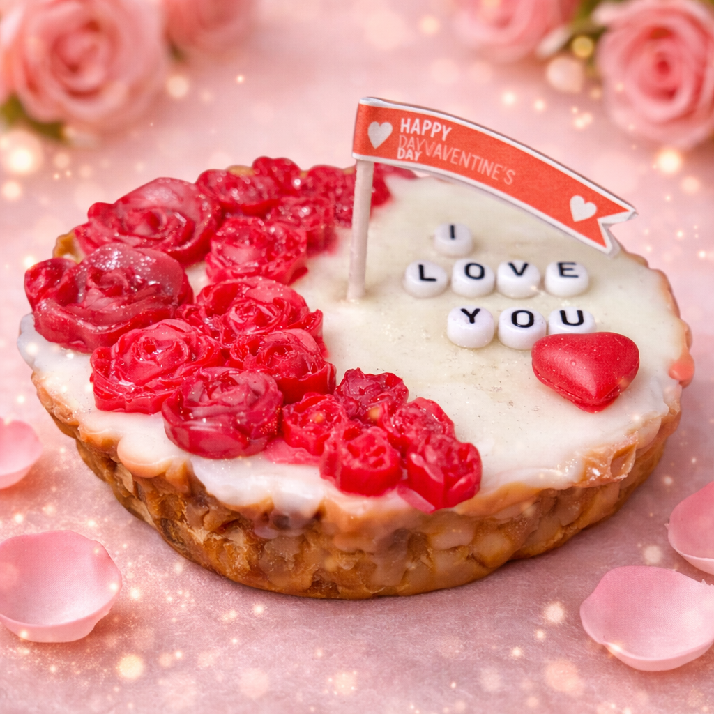 Rooted in Love – Wood-Inspired Valentine’s Day Candle | Custom Message Heart Candle (1-Wick or 2-Wick)