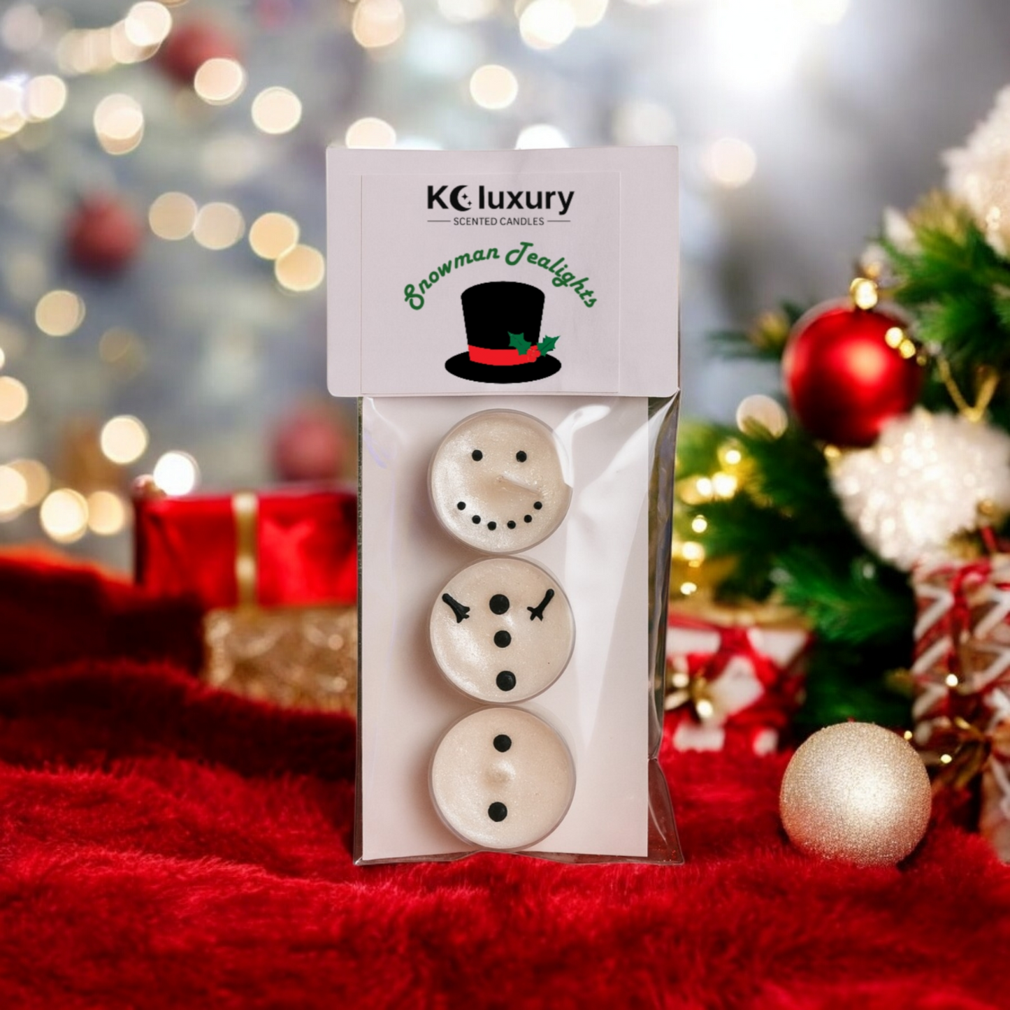 Snowman Tealight Candle Set – Holiday Scented Soy Wax Christmas Candles | KC Luxury