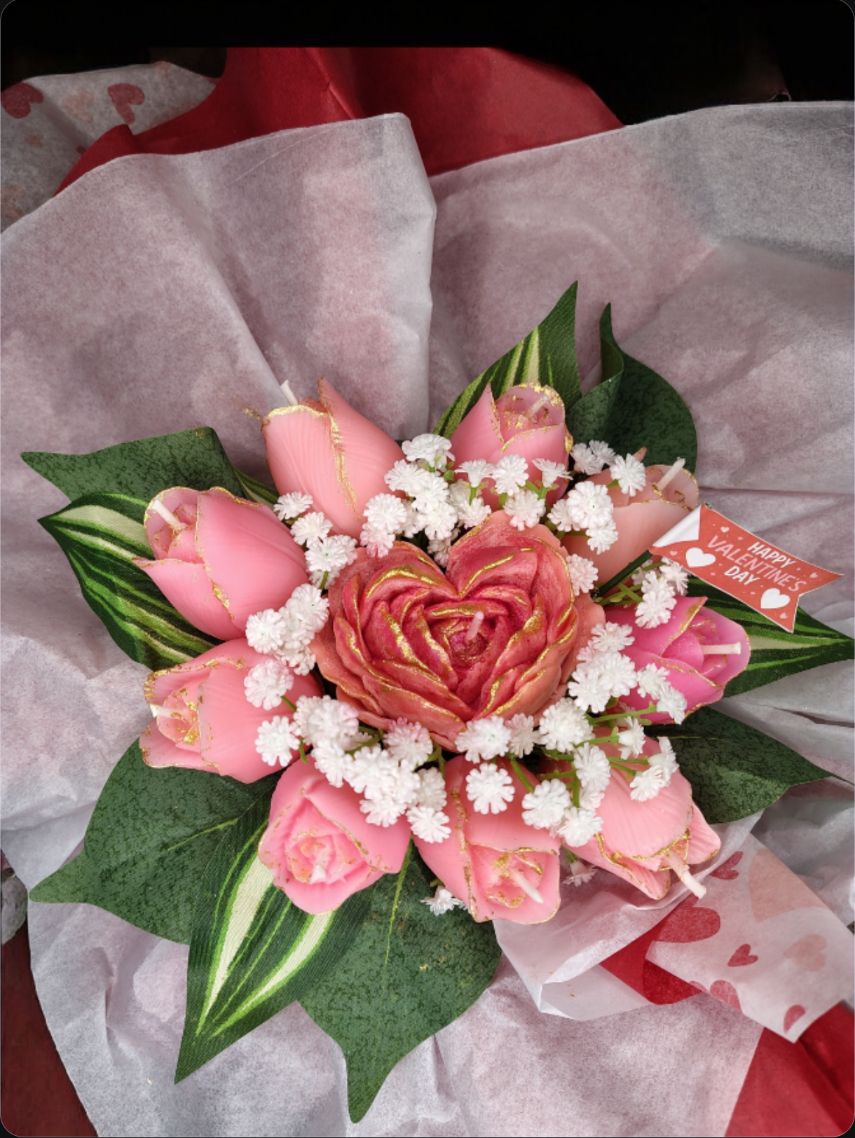 Sweetheart Bloom – Everlasting Wax Rose Bouquet Candle | Handmade Floral Candle Gift | Romantic Home Décor