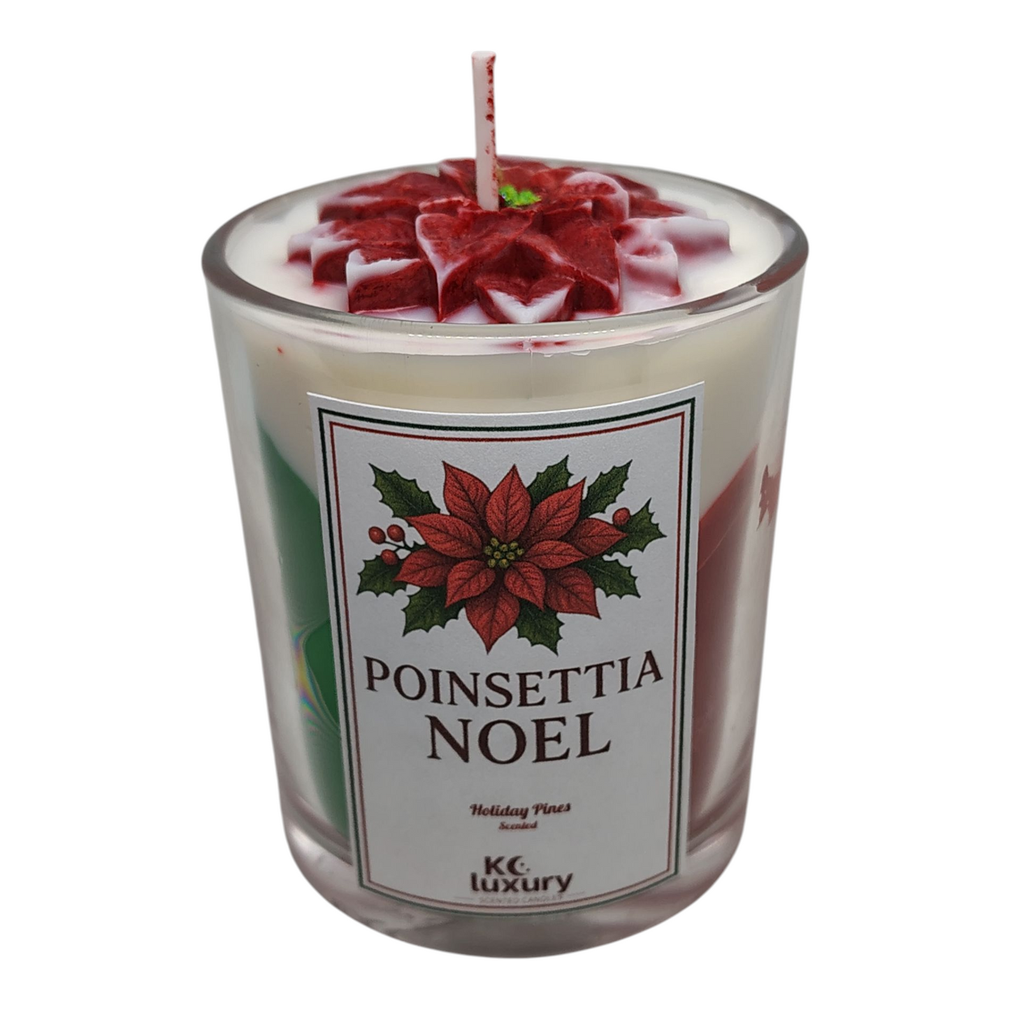 Poinsettia Noel Scented Candle | Holiday Pine Christmas Candle – KC Luxury