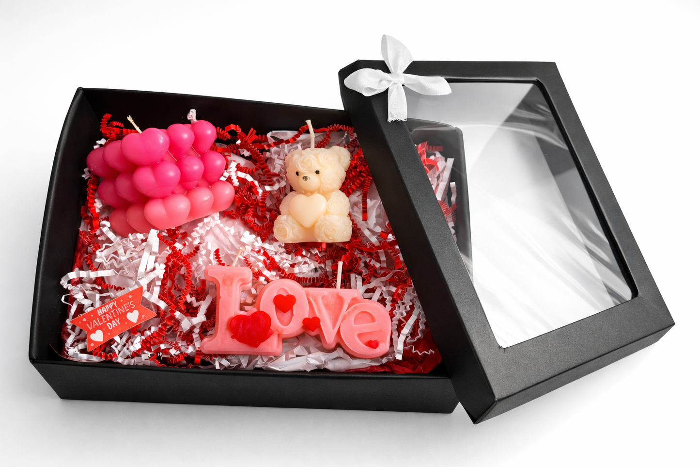 Valentine’s Day Candle Gift Set – Handmade Love Candles with Teddy Bear
